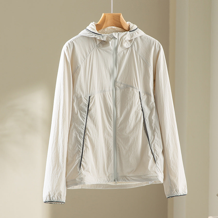 Herren leichte wind- und wasserabweisende Kapuzenjacke mit Fleece‑Innenfutter und Frontreißverschluss Shop Nory