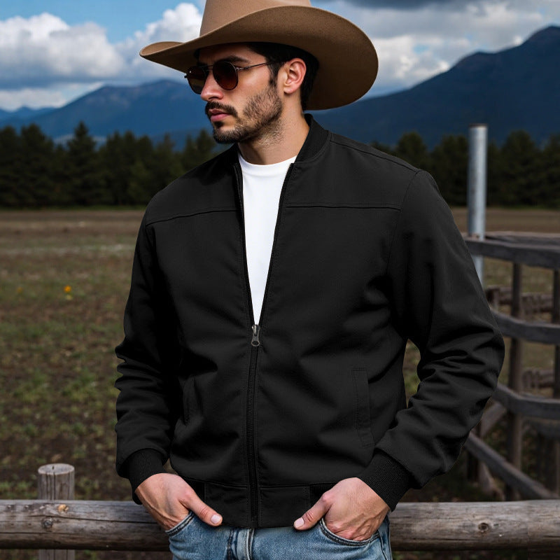 Herren nan Veloursimitation Blouson mit Stehkragen, elastischen Rippbündchen und verdecktem Reißverschluss Shop Nory