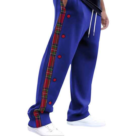 Herren lockere Jogginghose mit seitlichem Karostreifen und Druckknopfleiste Shop Nory