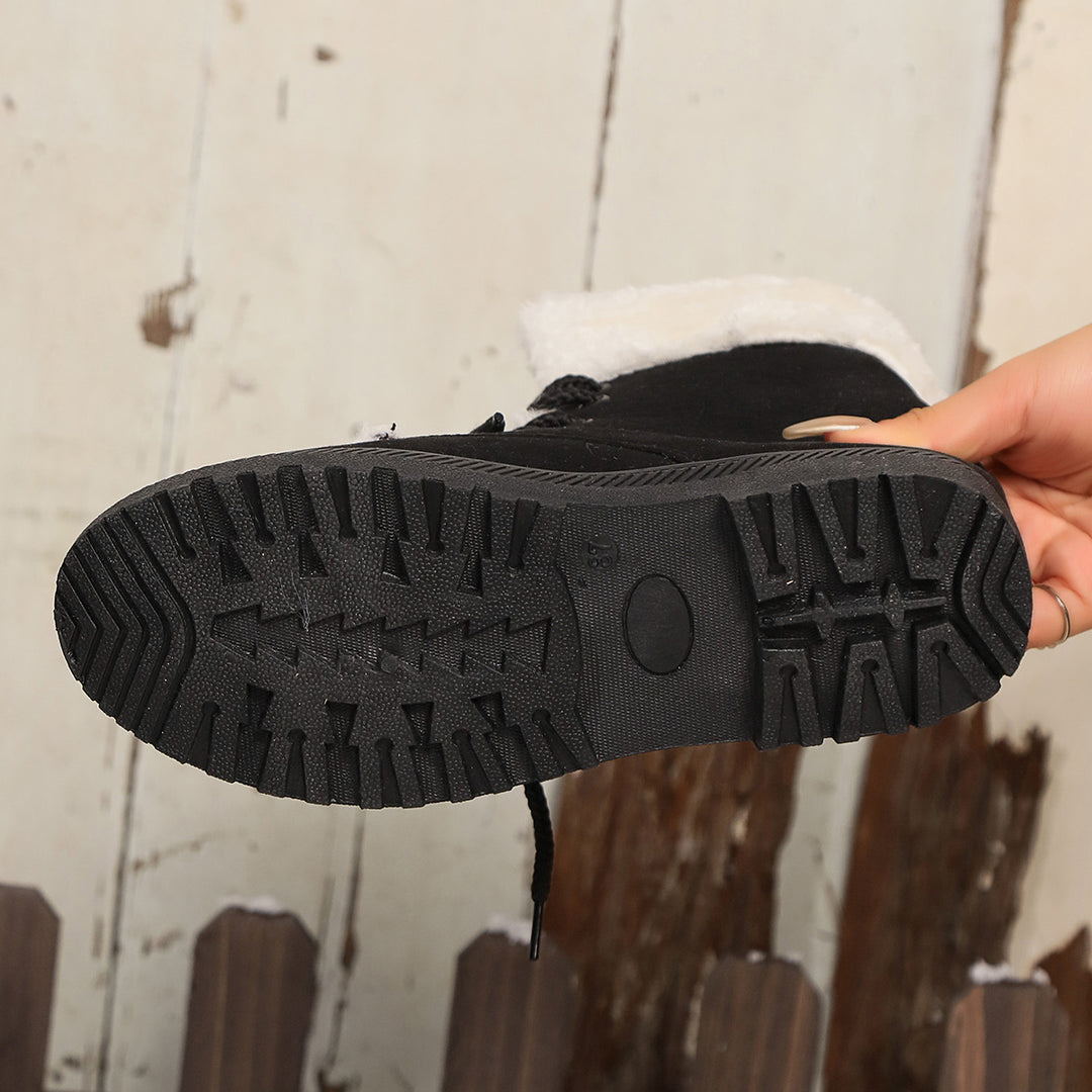 Damen Gefütterte Schnür-Boots mit Kunstfellkragen und robuster Profilsohle Shop Nory