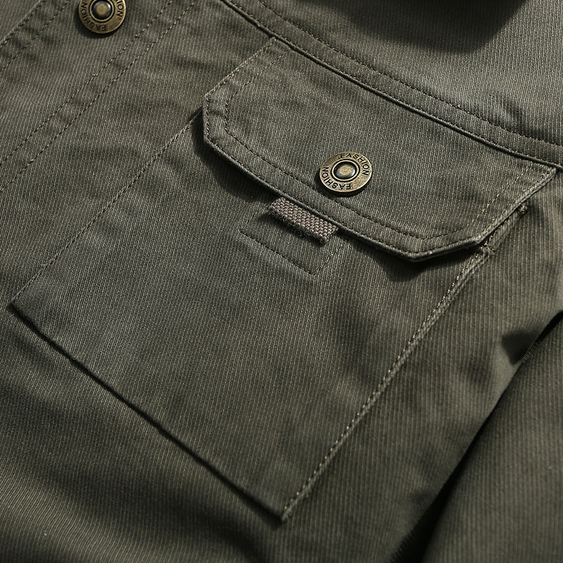 Herren robuste Canvas-Feldjacke mit Brusttasche Stickdetail und Hemdkragen Shop Nory