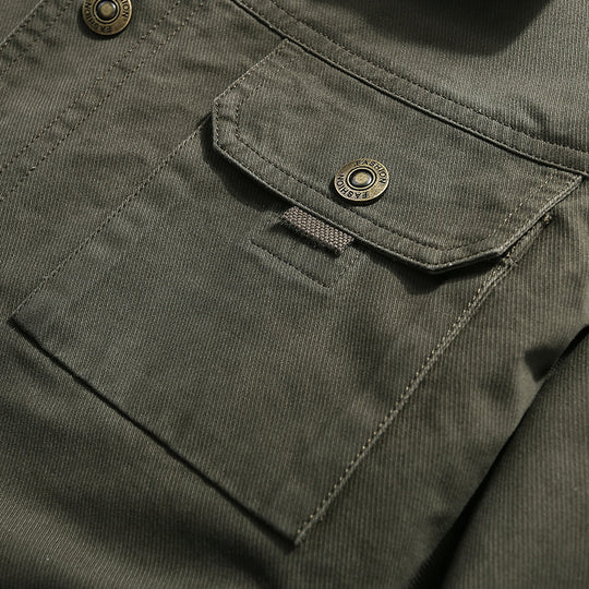 Herren robuste Canvas-Feldjacke mit Brusttasche Stickdetail und Hemdkragen Shop Nory