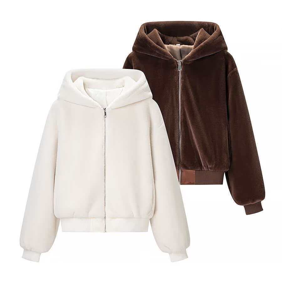 Damen Wende-Kapuzenblouson mit Plüsch- und Fleece-Seite Shop Nory
