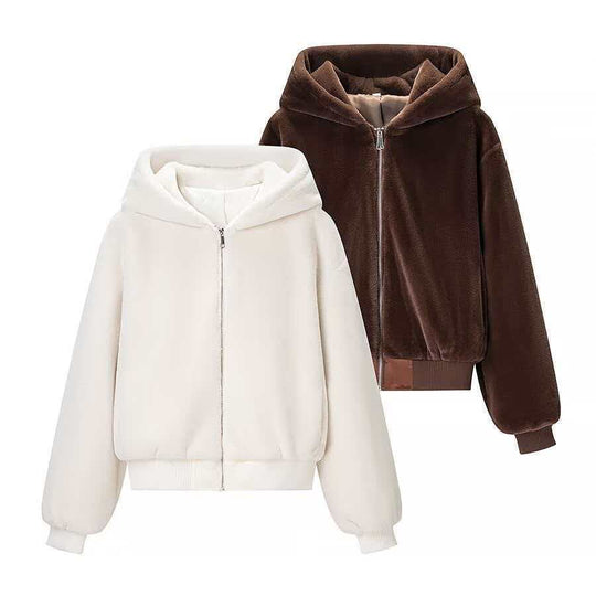 Damen Wende-Kapuzenblouson mit Plüsch- und Fleece-Seite Shop Nory