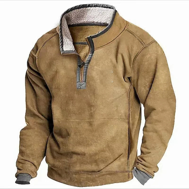 Herren Fleecesweater mit hochgeschlossenem Kragen und praktischem Reißverschluss