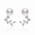 Damen Ohrringe mit filigranem Blatt-Design und edlen Perlen Shop Nory