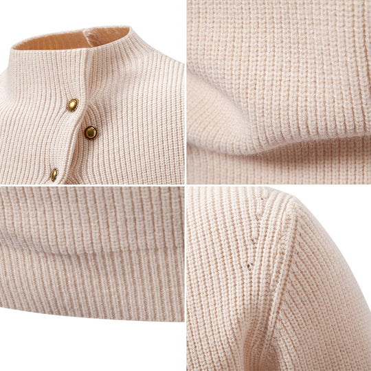 Herren Feinstrick-Pullover mit asymmetrischer Knopfleiste und Stehkragen Shop Nory