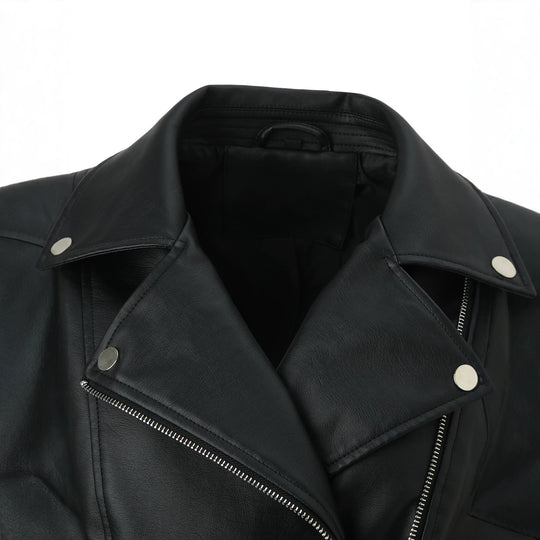 Damen Taillierte Bikerjacke aus softem Kunstleder mit gesteppter Schulter- und Ärmelpartie Shop Nory