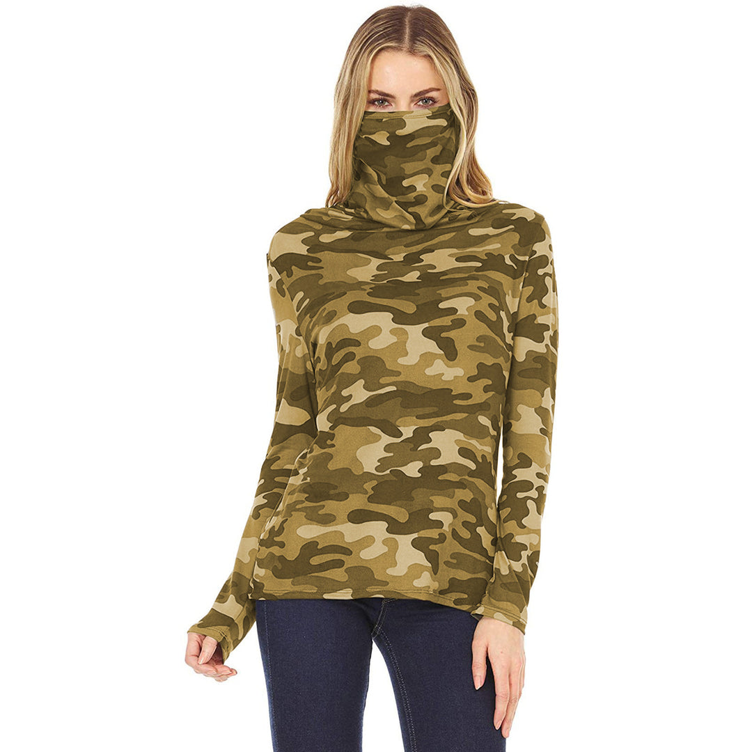 Damen Camouflage-Jersey-Longsleeve mit integriertem Schlauchkragen Shop Nory