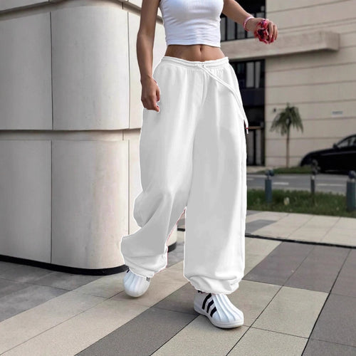 Damen nan weite Baggy-Jogginghose mit hohem Komfortbund, Kordelzug und elastischen Knöchelbündchen Shop Nory