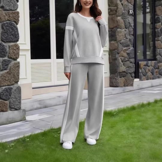 Damen Lounge-Set aus weichem Jersey mit weitem Bein und Kontraststreifen Shop Nory