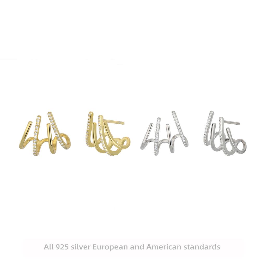 Damen Ohrstecker mit geschwungenem Design und funkelnden Kristalldetails Shop Nory