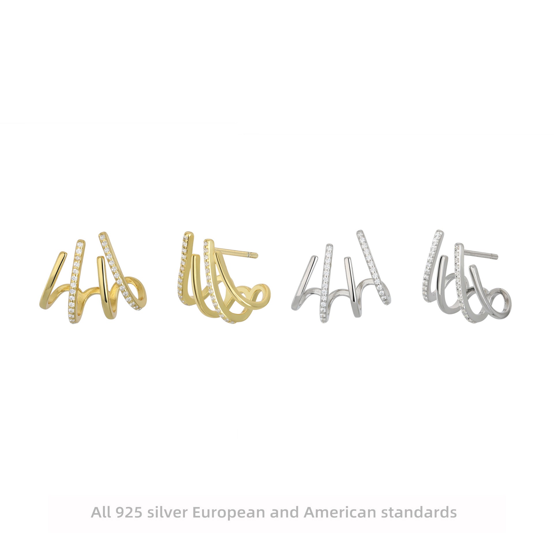 Damen Ohrstecker mit geschwungenem Design und funkelnden Kristalldetails Shop Nory