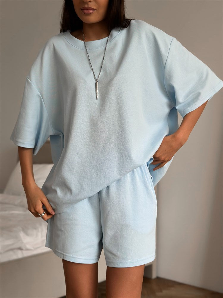 Damen lässiges T-Shirt und Shorts-Set mit lockerer Passform