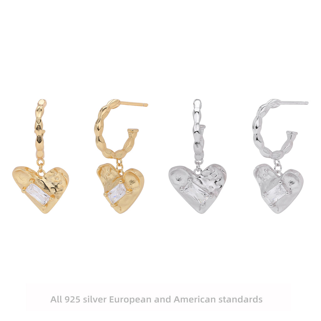 Damen Ohrhänger mit herzförmigem Zirkon-Anhänger aus hochwertigem 925 Sterling Silber Shop Nory