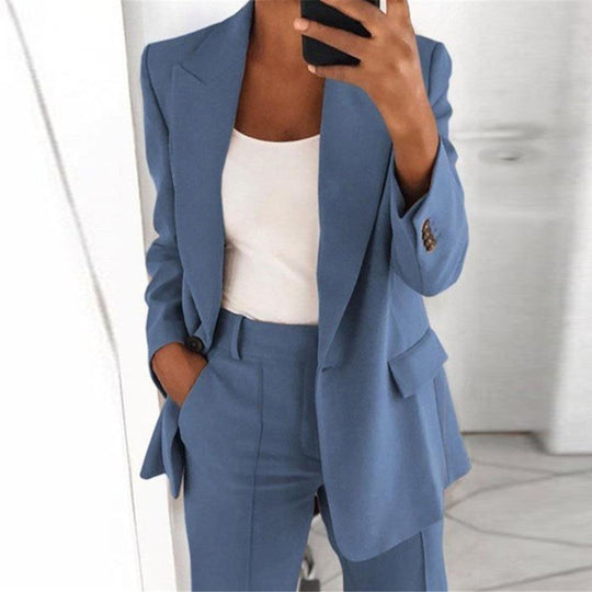 Damen nan Business-Blazer-Set mit strukturierter Oversize-Silhouette, Reverskragen und Bundfaltenhose