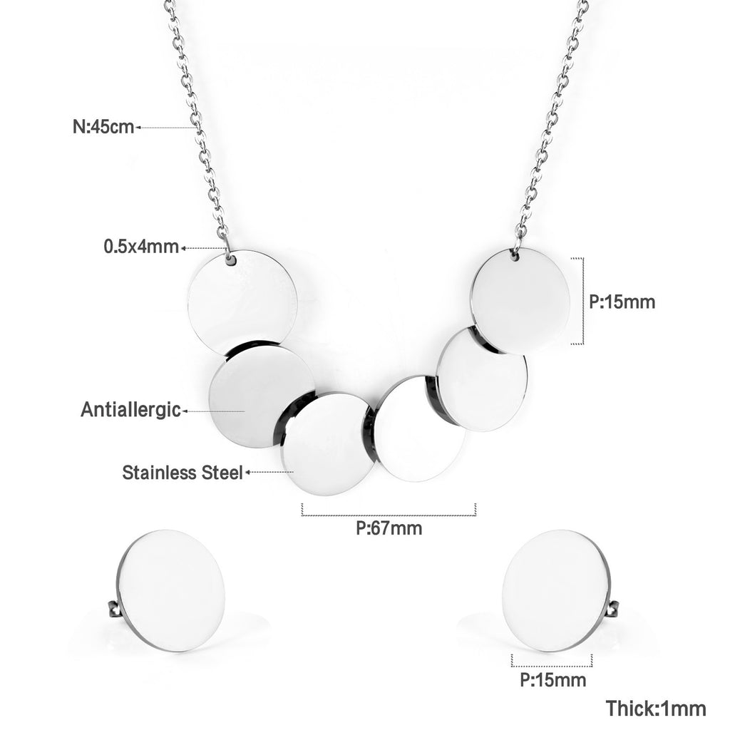 Damen Schmuckset mit goldplattierter Halskette und runden Ohrringen Shop Nory