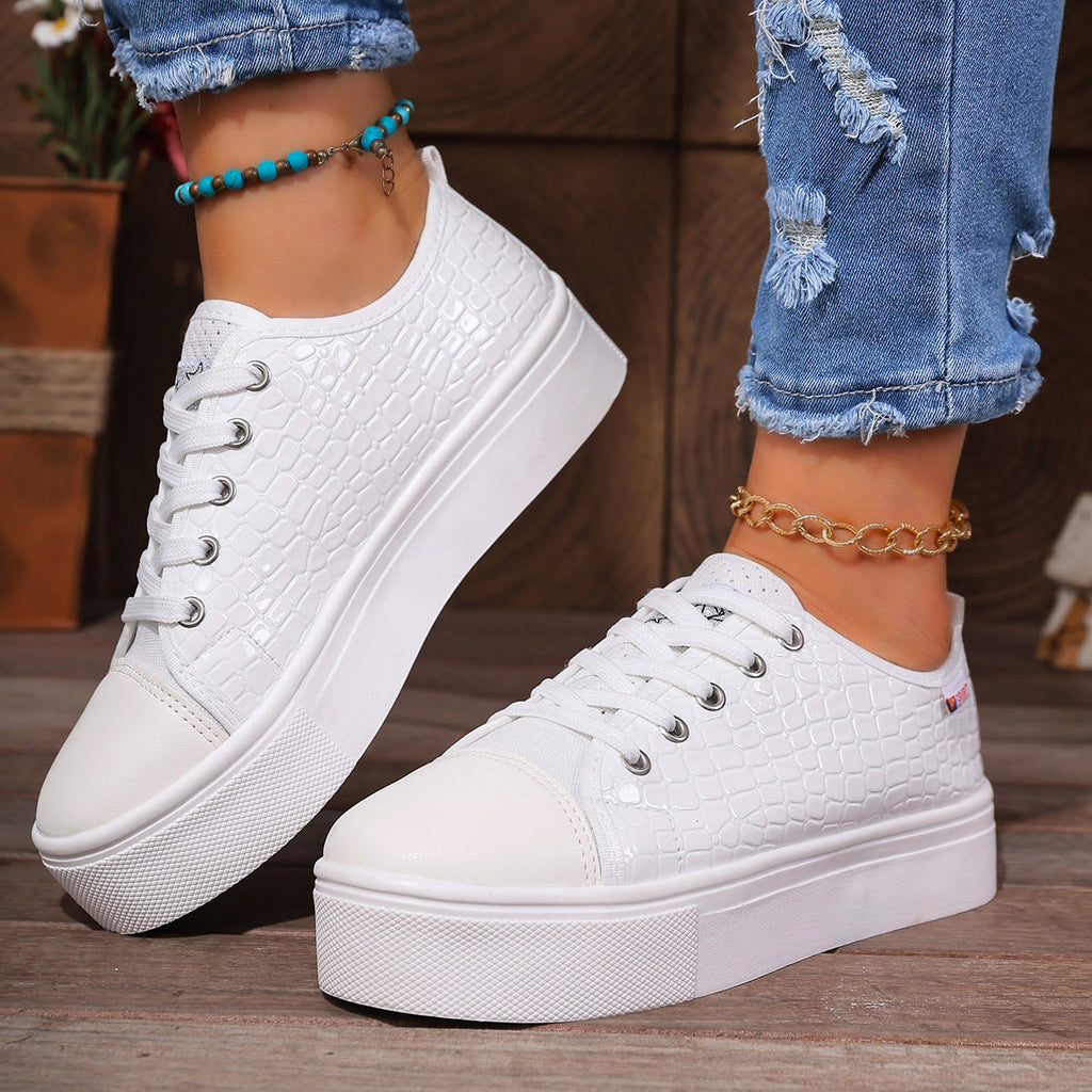 Damen Sneakers mit strukturiertem Obermaterial und bequemem Plateau Shopnory