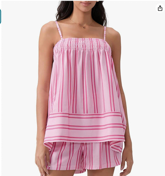 Damen Lässiges Schlafanzug-Set mit verstellbaren Trägern und asymmetrischem Saum