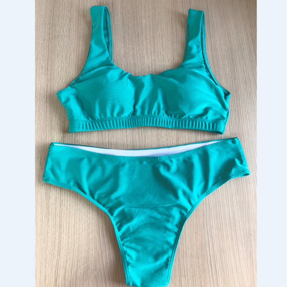 Damen Bikini-Set mit tiefem Hosenbund und breiten Trägern Shopnory