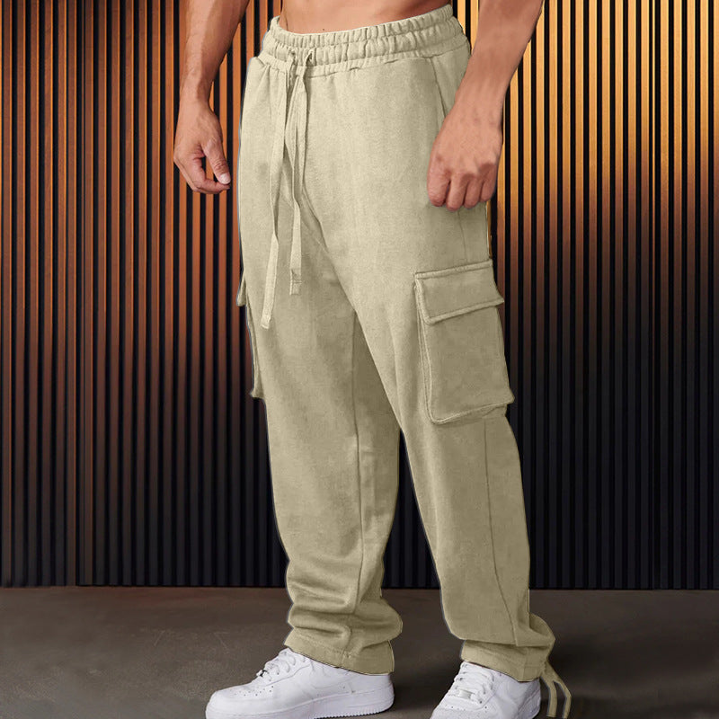 Herren entspannte Cargo-Hose mit praktischem Taschen-Design und elastischem Bund
