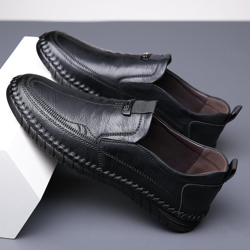 Herren Eleganter Lederimitat-Slipper mit handgenähter Perimeternaht und flexibler Profilsohle Shop Nory