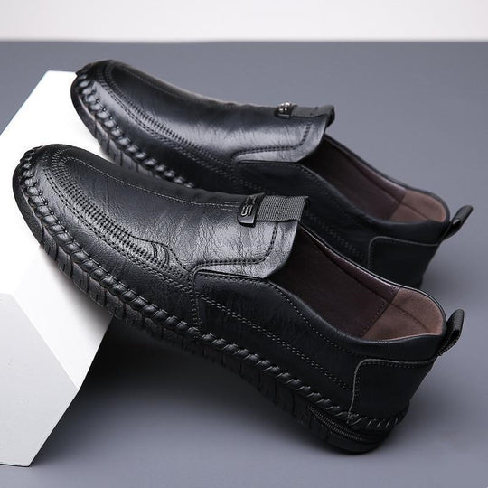 Herren Eleganter Lederimitat-Slipper mit handgenähter Perimeternaht und flexibler Profilsohle Shop Nory