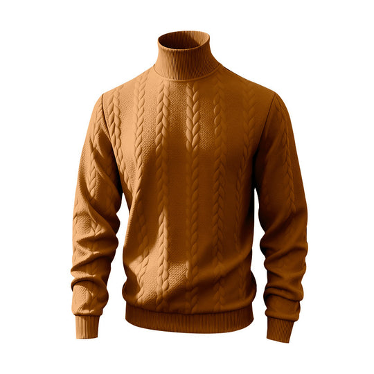 Herren Grobstrick-Rollkragenpullover mit Zopfmuster und gerippten Bündchen Shop Nory