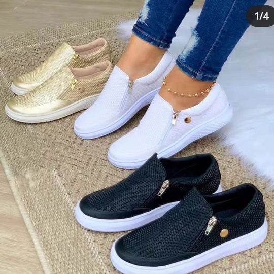 Damen Slip-On Mesh-Sneaker mit seitlichem Zipper und dicker Gummisohle Shop Nory