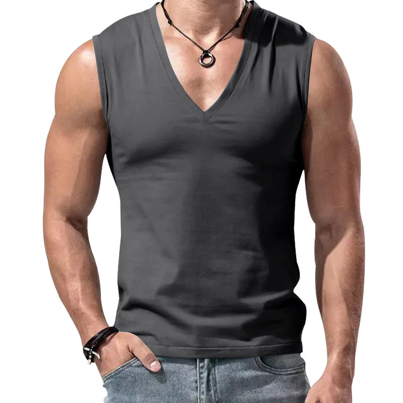 Herren nan figurbetontes ärmelloses V-Ausschnitt Muskelshirt