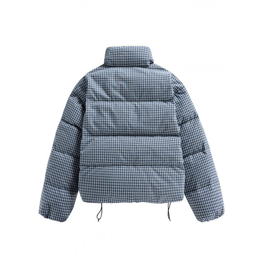 Damen Kurze gesteppte Steppjacke im Karo‑Muster mit hohem Stehkragen und Tunnelzug Shop Nory