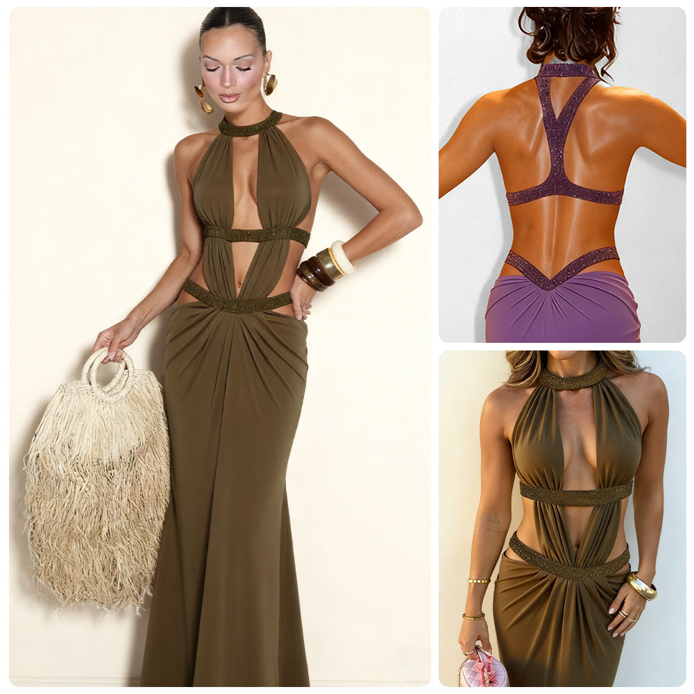 Damen Elegantes Abendkleid mit aufregendem Cut-Out-Design und funkelnden Akzenten