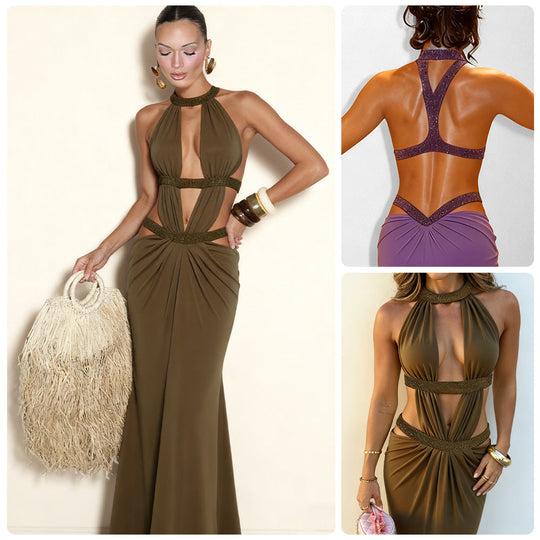 Damen Elegantes Abendkleid mit aufregendem Cut-Out-Design und funkelnden Akzenten