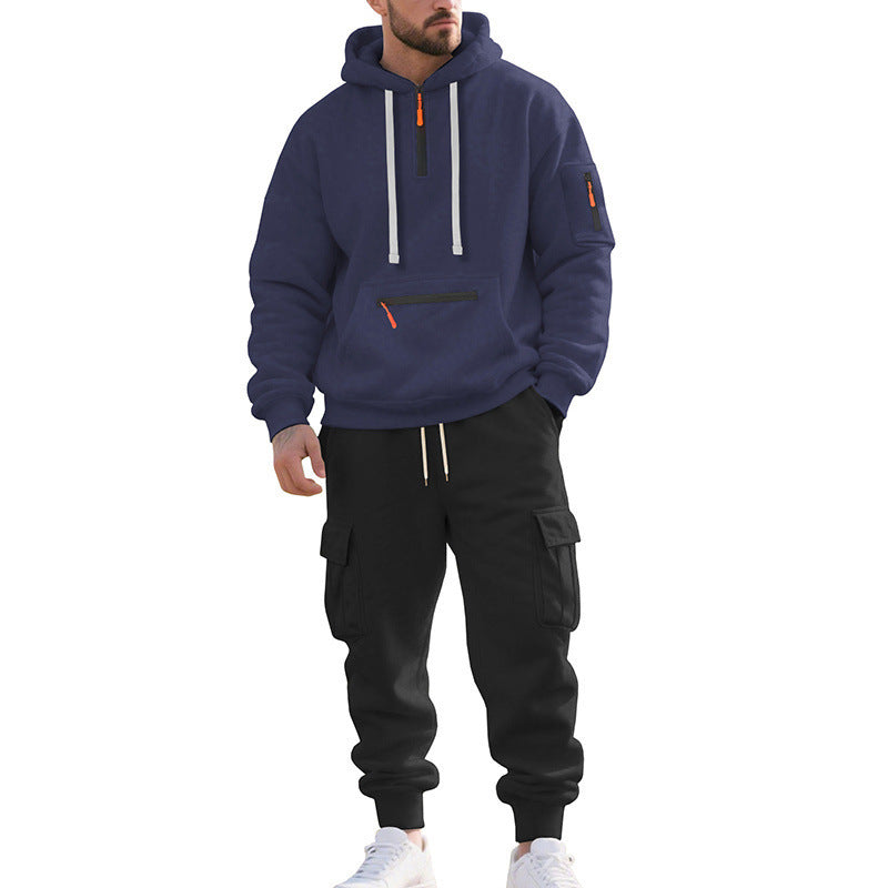 Herren Zweiteiliger Performance-Jogginganzug mit Kapuzen-Hoodie, wasserabweisenden Reißverschlüssen und Cargo-Jogger Shop Nory