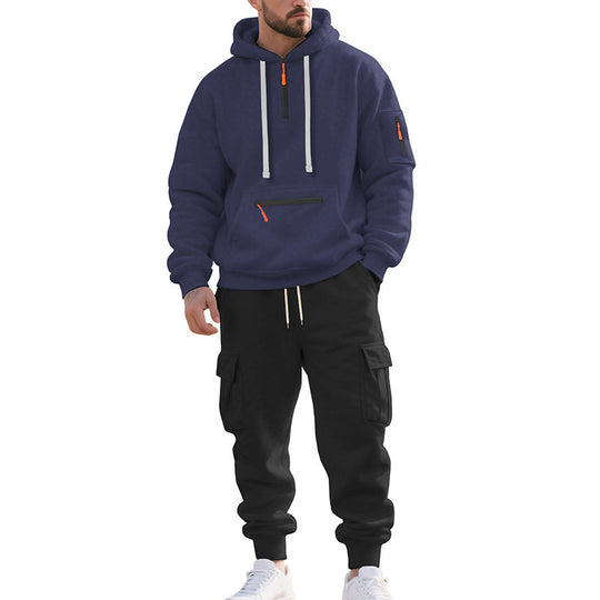 Herren Zweiteiliger Performance-Jogginganzug mit Kapuzen-Hoodie, wasserabweisenden Reißverschlüssen und Cargo-Jogger Shop Nory