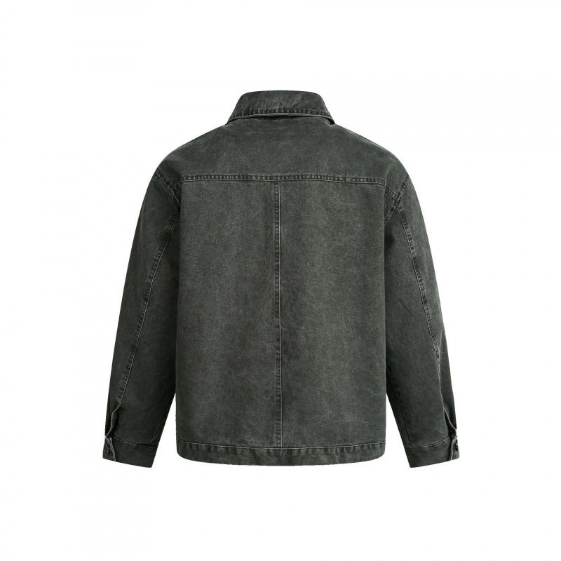 Herren Oversized Canvas-Jacke mit Hemdkragen, Raglannähten und durchgehendem Reißverschluss Shop Nory