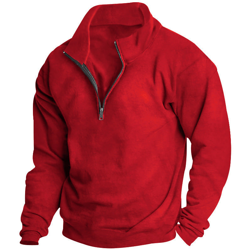 Herren Sportlicher Stehkragenpullover mit Reißverschluss
