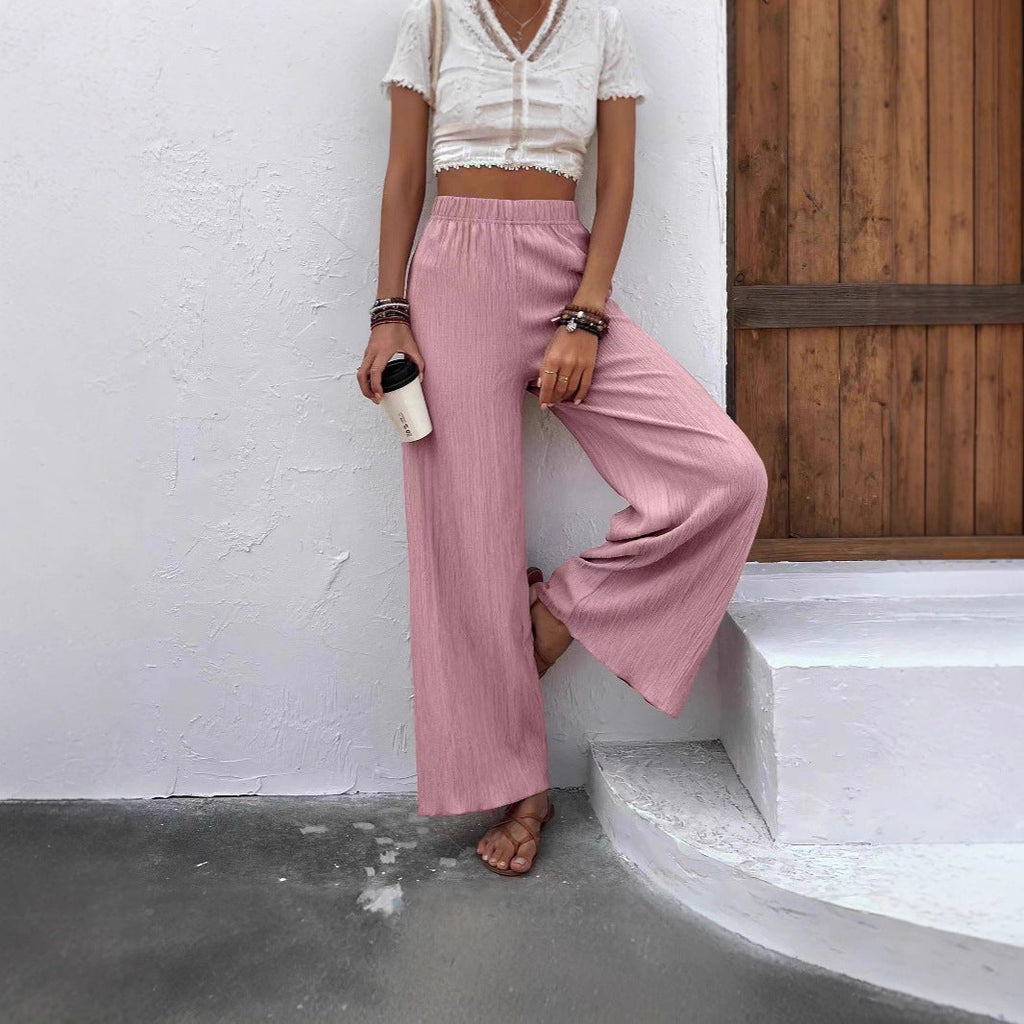 Damen Weite Plissee-Hose aus atmungsaktivem Material Shopnory