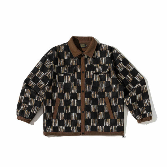 Herren Gemusterte Wollmix Overshirtjacke mit Cordkragen und Pattentaschen Shop Nory