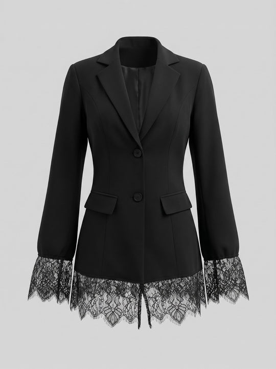 Damen Taillierter Blazer mit Spitzenborte am Saum und Manschetten Shop Nory