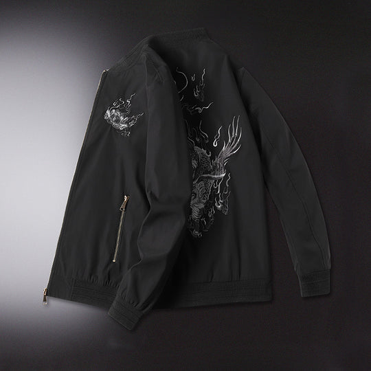 Herren Bomberjacke mit orientalischer Tigerstickerei, leichter Microfaser‑Außenlage und Rippbündchen Shop Nory