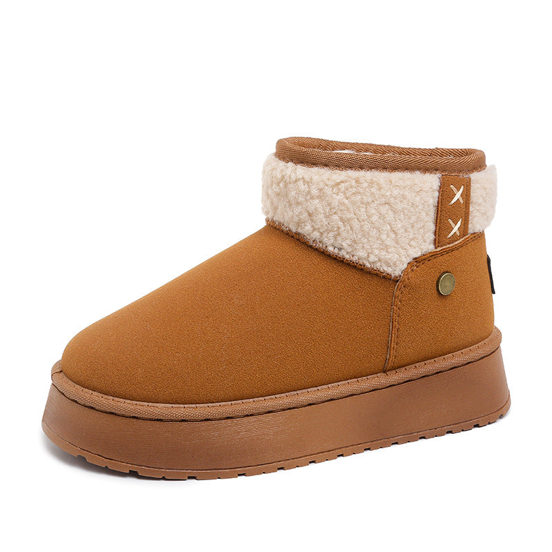 Damen Gefütterte Kurzstiefel mit Teddyfutter, Faux‑Velours und Plateau‑Sohle Shop Nory