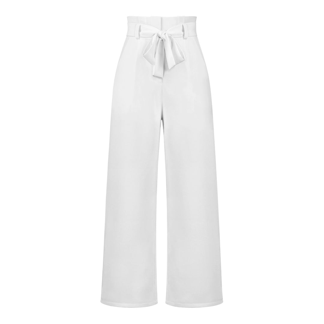 Damen hochtaillierte Paperbag-Hose mit weitem Bein und Taillengürtel Shop Nory