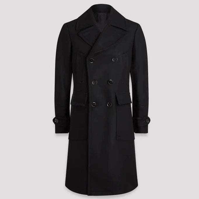 Herren eleganter Doppelt-Mantel mit praktischen Taschen und hochwertigem Futter