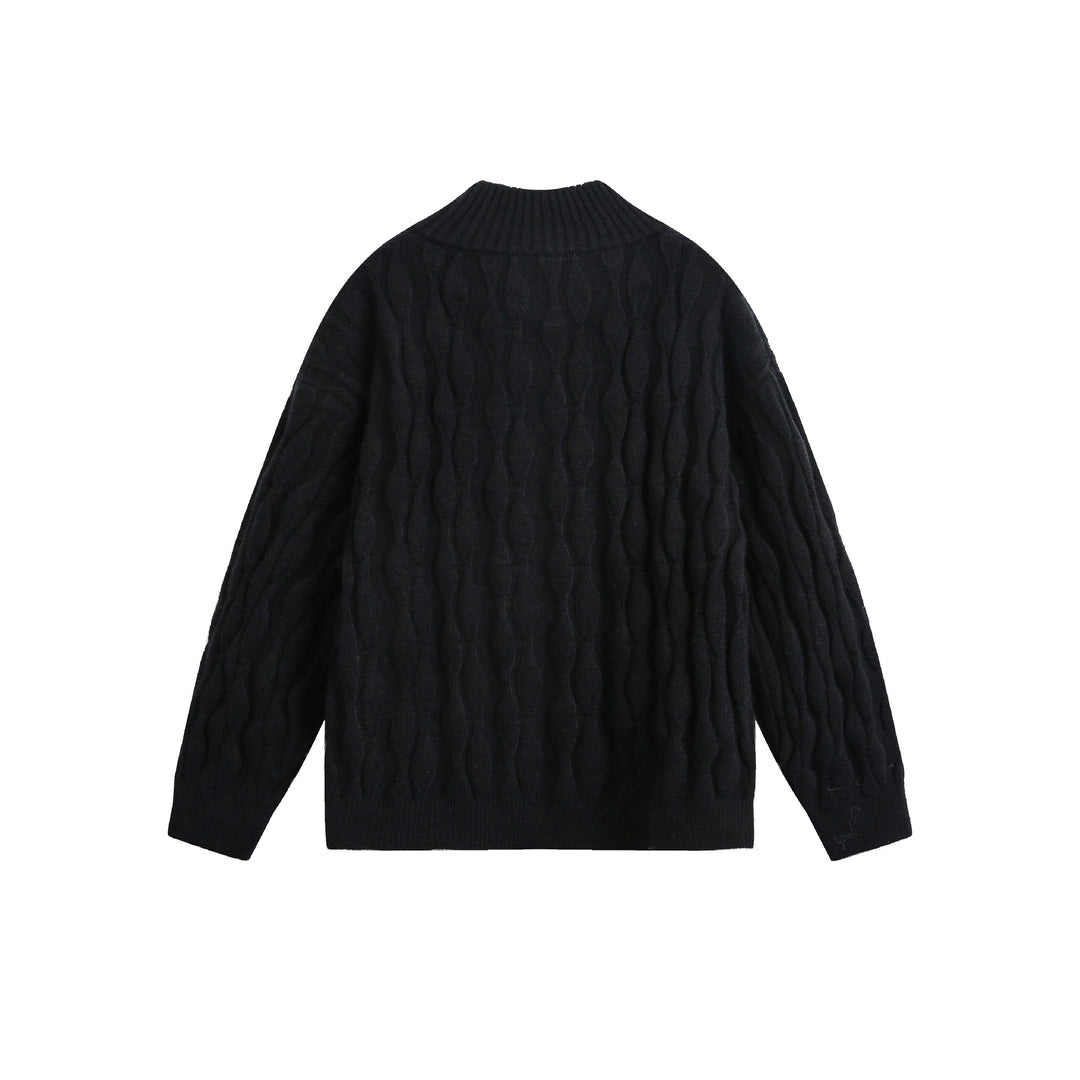 Unisex Grobgestrickter Halfzip-Pullover mit Zopfmuster und Stehkragen Shop Nory