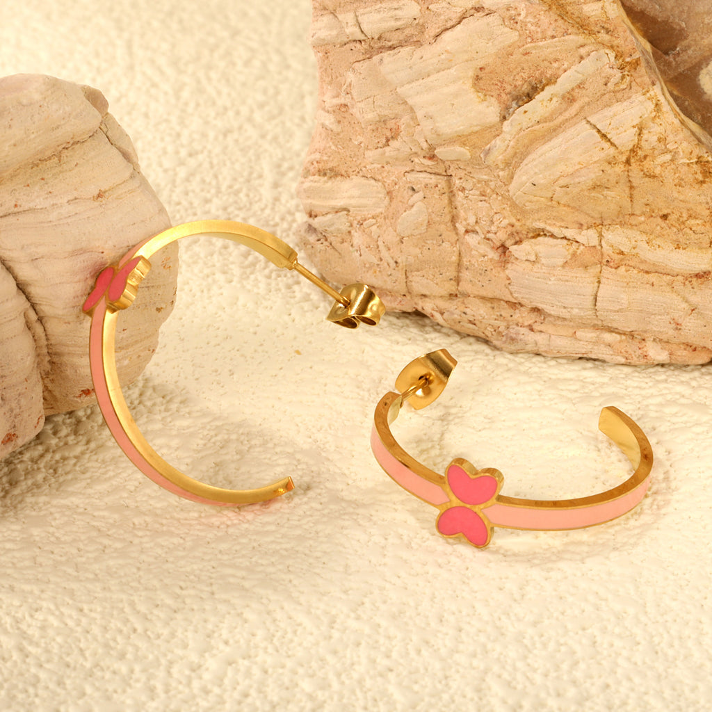 Damen Creolen mit buntem Schmetterlingsmotiv und hochwertiger Goldbeschichtung Shop Nory