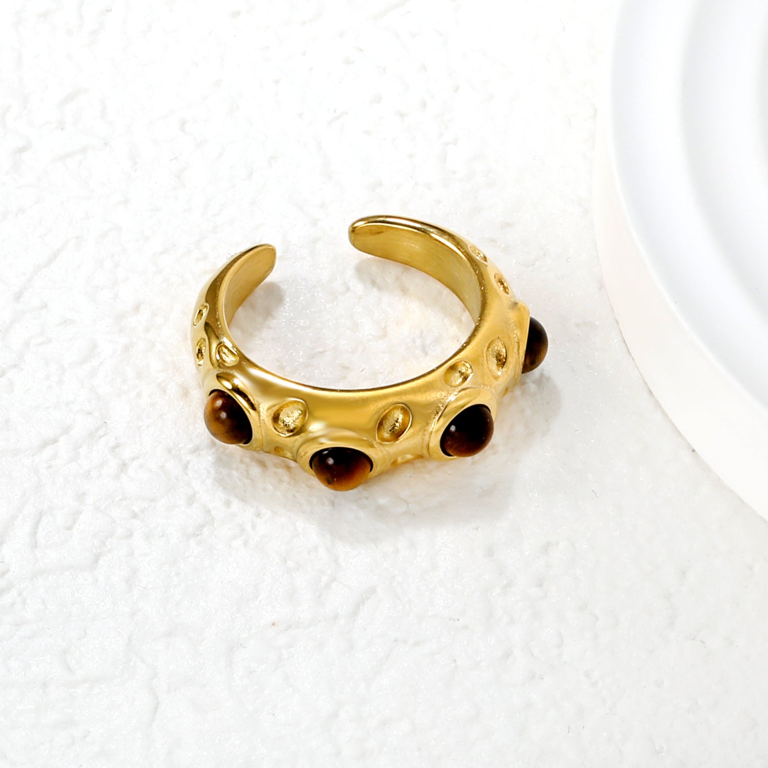 Damen verstellbarer Ring mit einzigartigem Design und edlen Tigerauge-Steinen Shop Nory