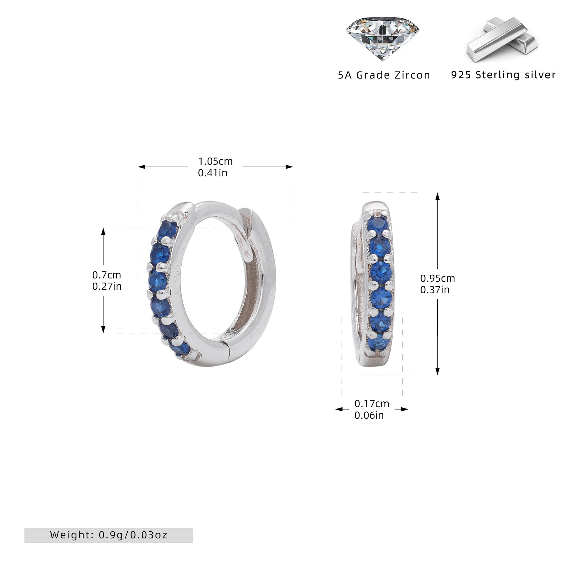 Damen Ohrstecker mit funkelnden Zirkonsteinen aus hochwertigem 925 Sterling Silber Shop Nory