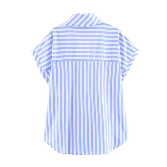 Damen Blusenshirt mit dekorativem Schleifenelement und modischem Streifenmuster Shopnory