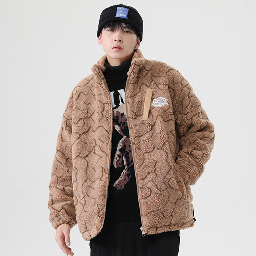 Damen kuschelige Teddy-Fleece Jacke mit Stehkragen und Kordelzug Shop Nory